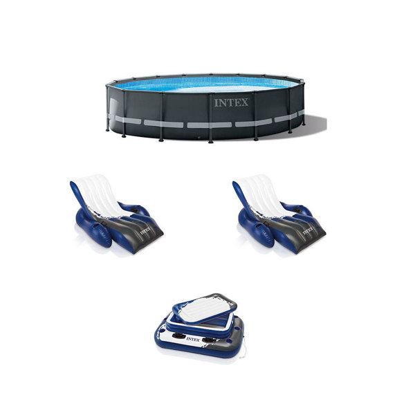 Intex 16Ft X 48In Ultra XTR Round Frame Pool, Pump, Cooler, & Floats (2